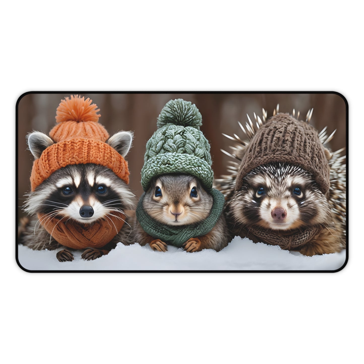 Desk Mat/Mouse Pad - Raccoon, Squirrel, Porcupine