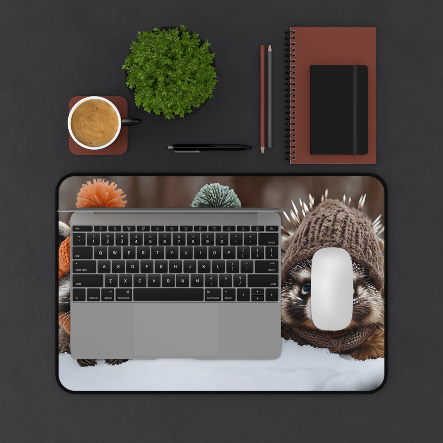 Desk Mat/Mouse Pad - Raccoon, Squirrel, Porcupine