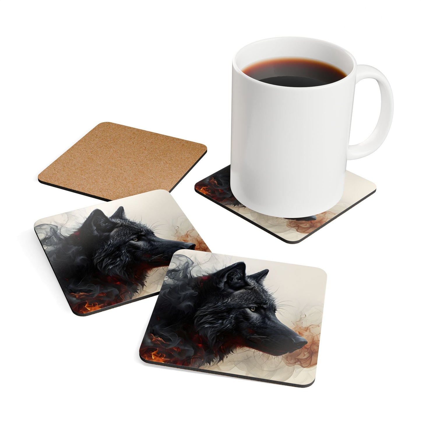 Coaster Set - Black Wolf