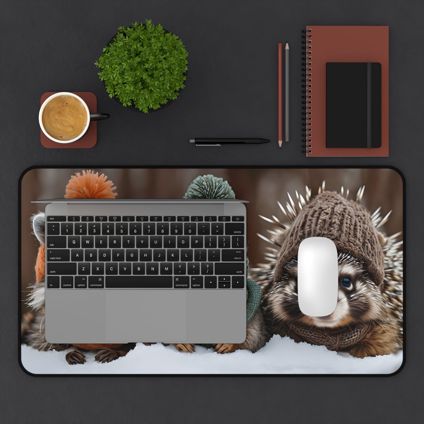 Desk Mat/Mouse Pad - Raccoon, Squirrel, Porcupine