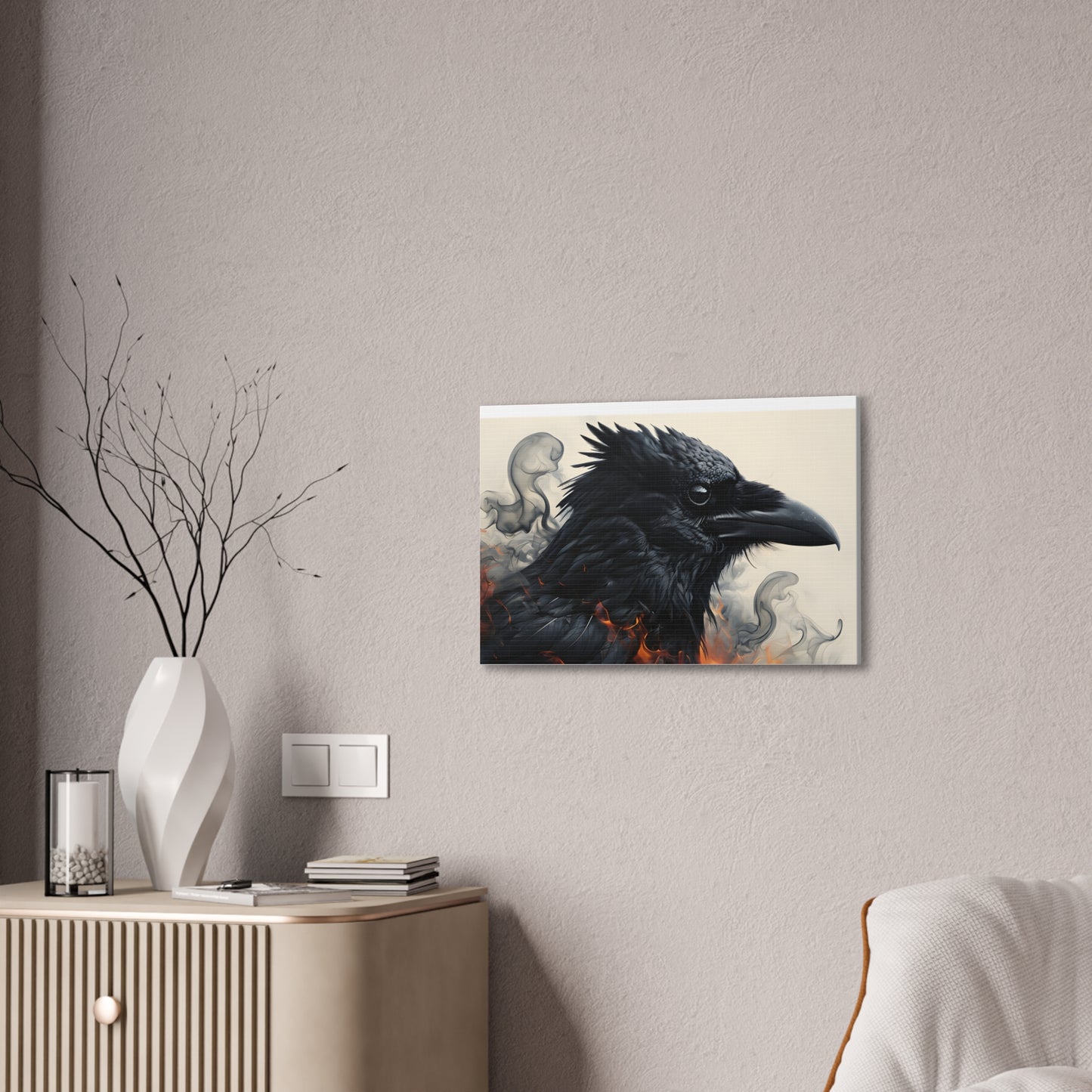 Canvas Stretched Wall Art - Mysterious Raven