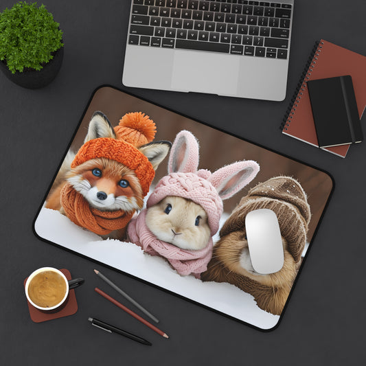 Desk Mat/Mouse Pad - Fox, Bunny, Beaver