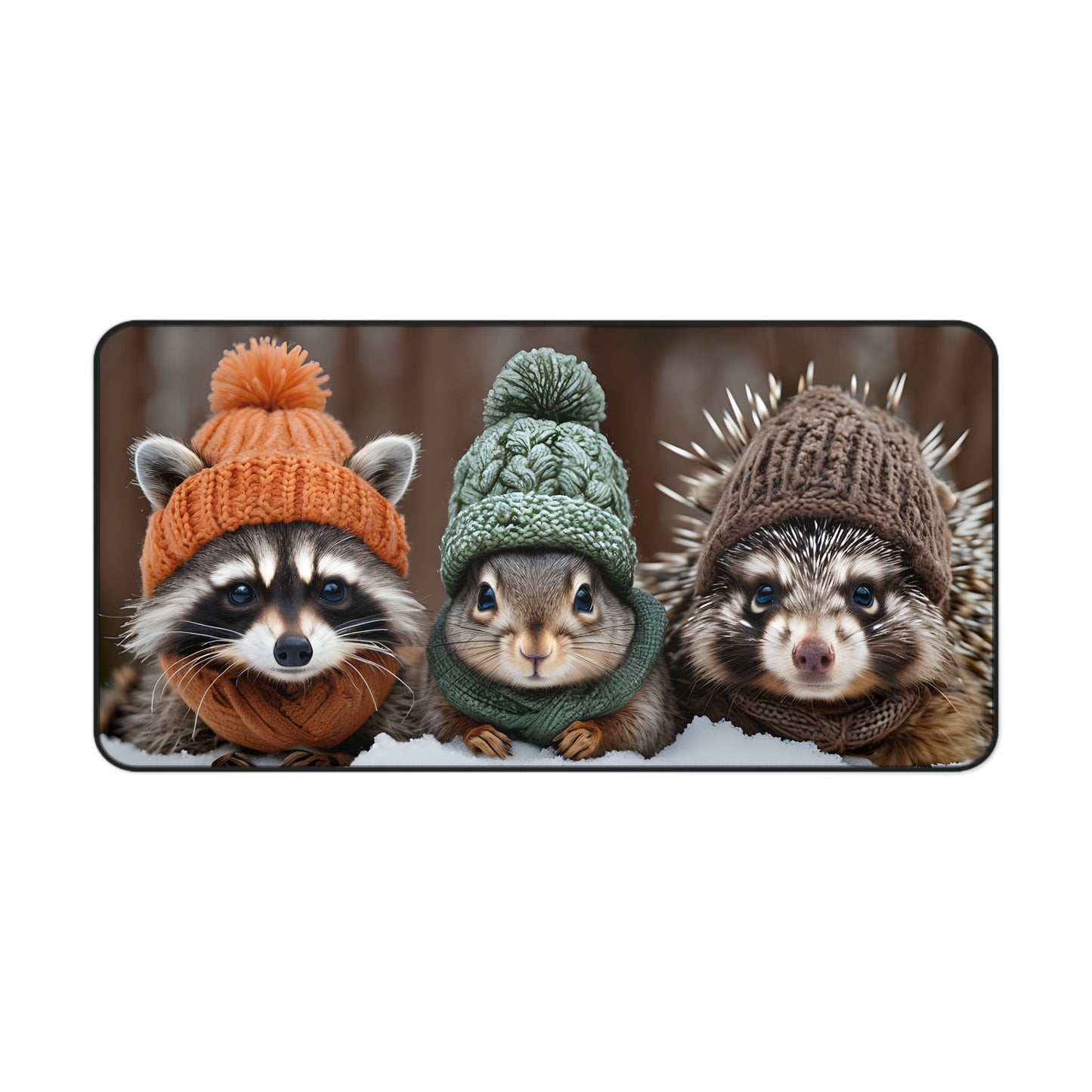 Desk Mat/Mouse Pad - Raccoon, Squirrel, Porcupine