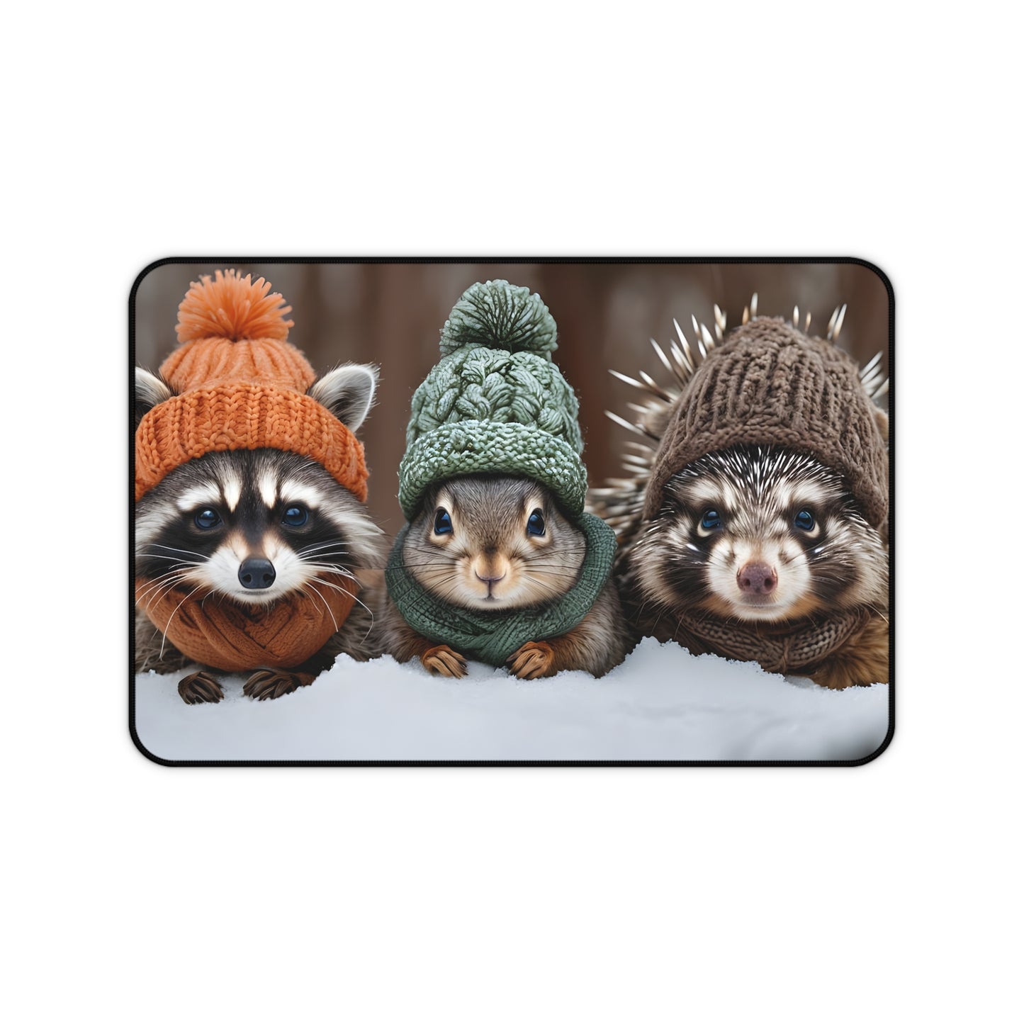 Desk Mat/Mouse Pad - Raccoon, Squirrel, Porcupine