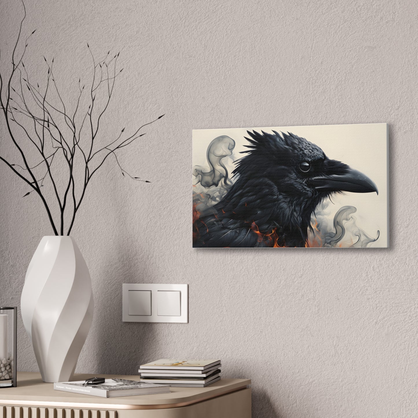 Canvas Stretched Wall Art - Mysterious Raven