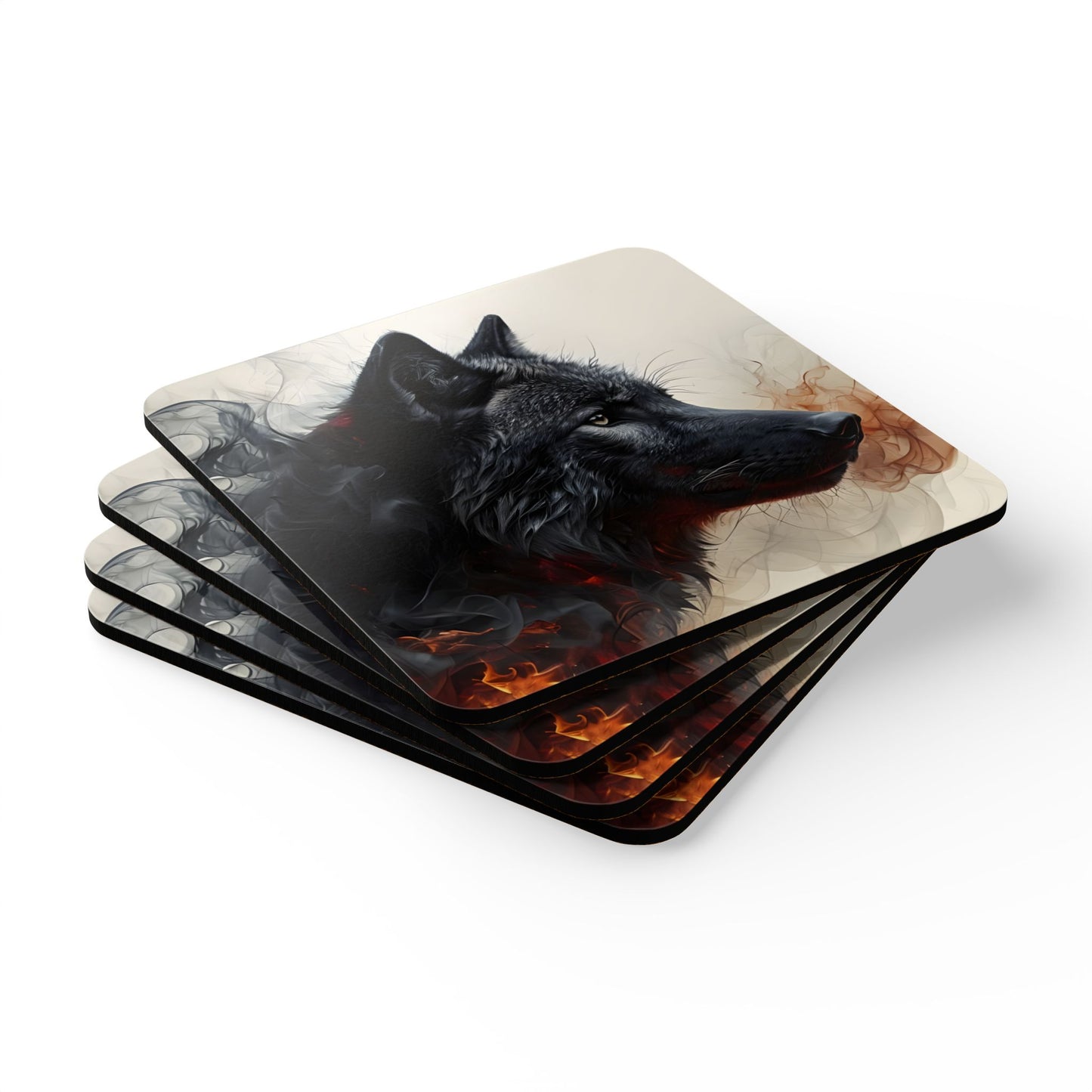 Coaster Set - Black Wolf