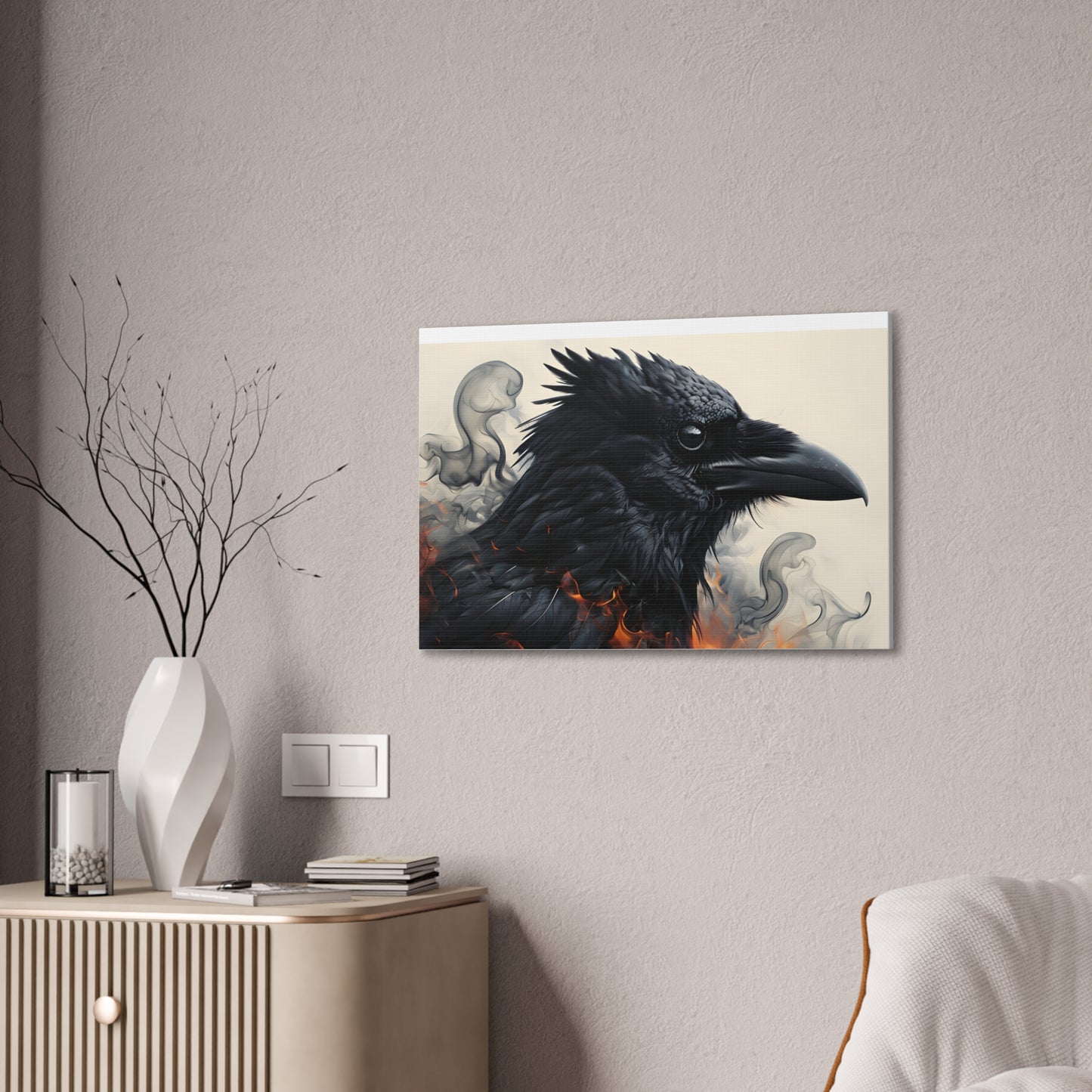 Canvas Stretched Wall Art - Mysterious Raven